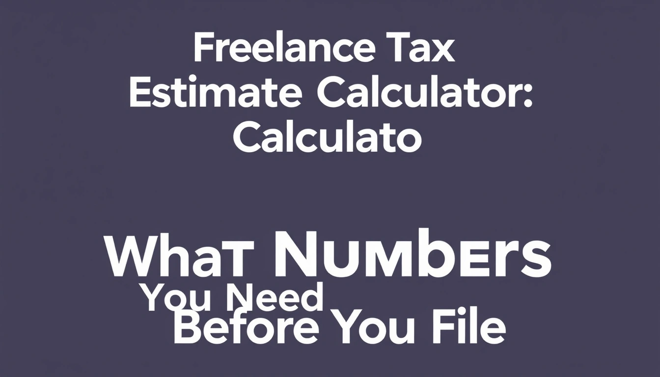Freelance Tax Estimate Calculator: What Numbers You Need Before You File Freelance Tax Estimate Calculator: What Numbers You Need Before You File