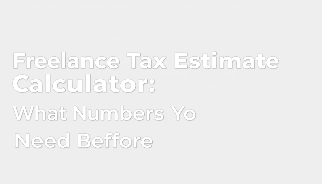 Freelance Tax Estimate Calculator: What Numbers You Need Before You File Freelance Tax Estimate Calculator: What Numbers You Need Before You File